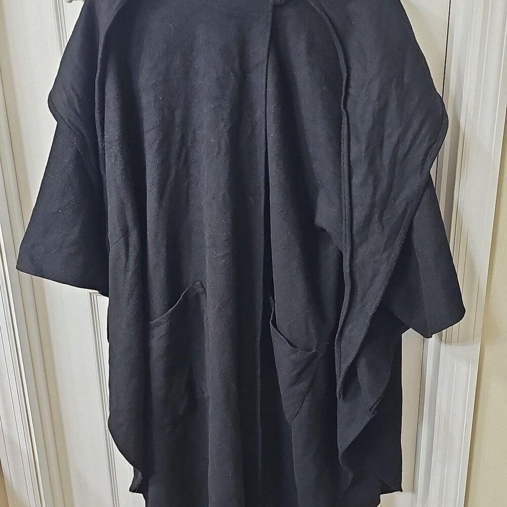 Jimmy Hourihan Dublin Black Wool Cashmere Cape Poncho Made in Ireland One Size